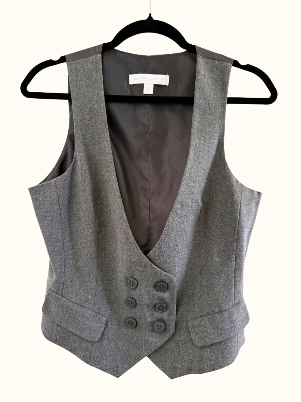 New York & Company Gray Tailored Vest Size 4 | Double-Breasted Suiting Vest